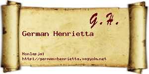 German Henrietta névjegykártya